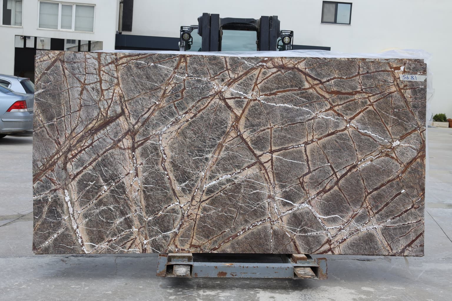 Rain Forest Brown brushed marble slab