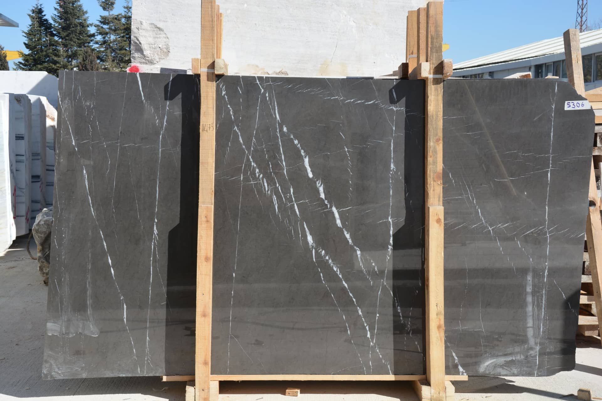 Pietra Grey polished marble slab