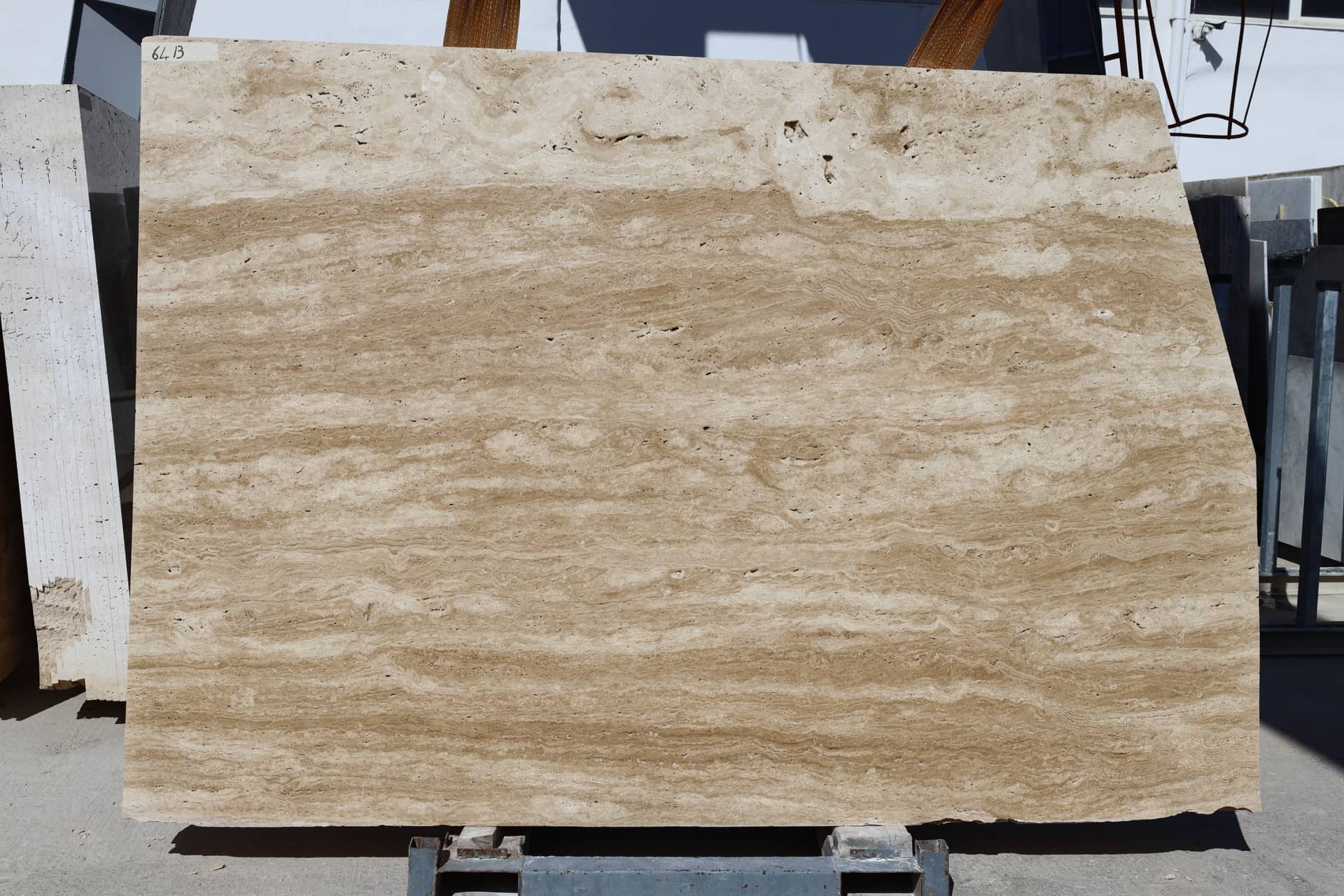 Classic Travertine Vein Cut polished travertine slab