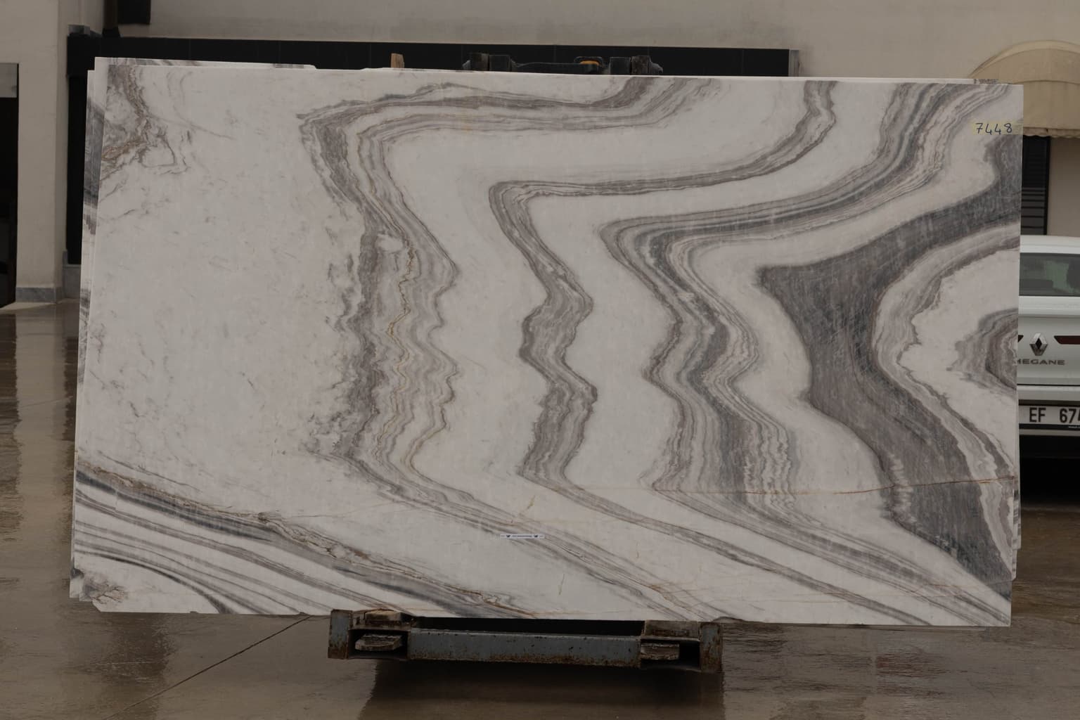 Blue Wave polished marble slab