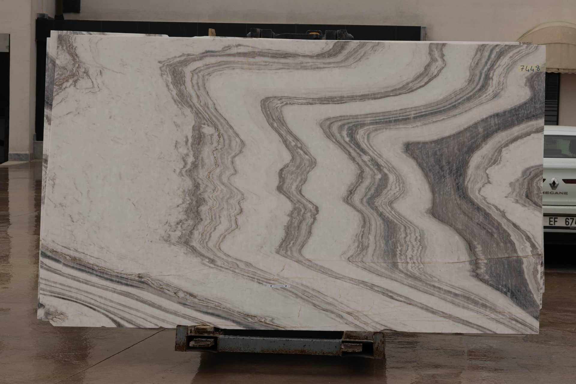 Blue Wave polished marble slab