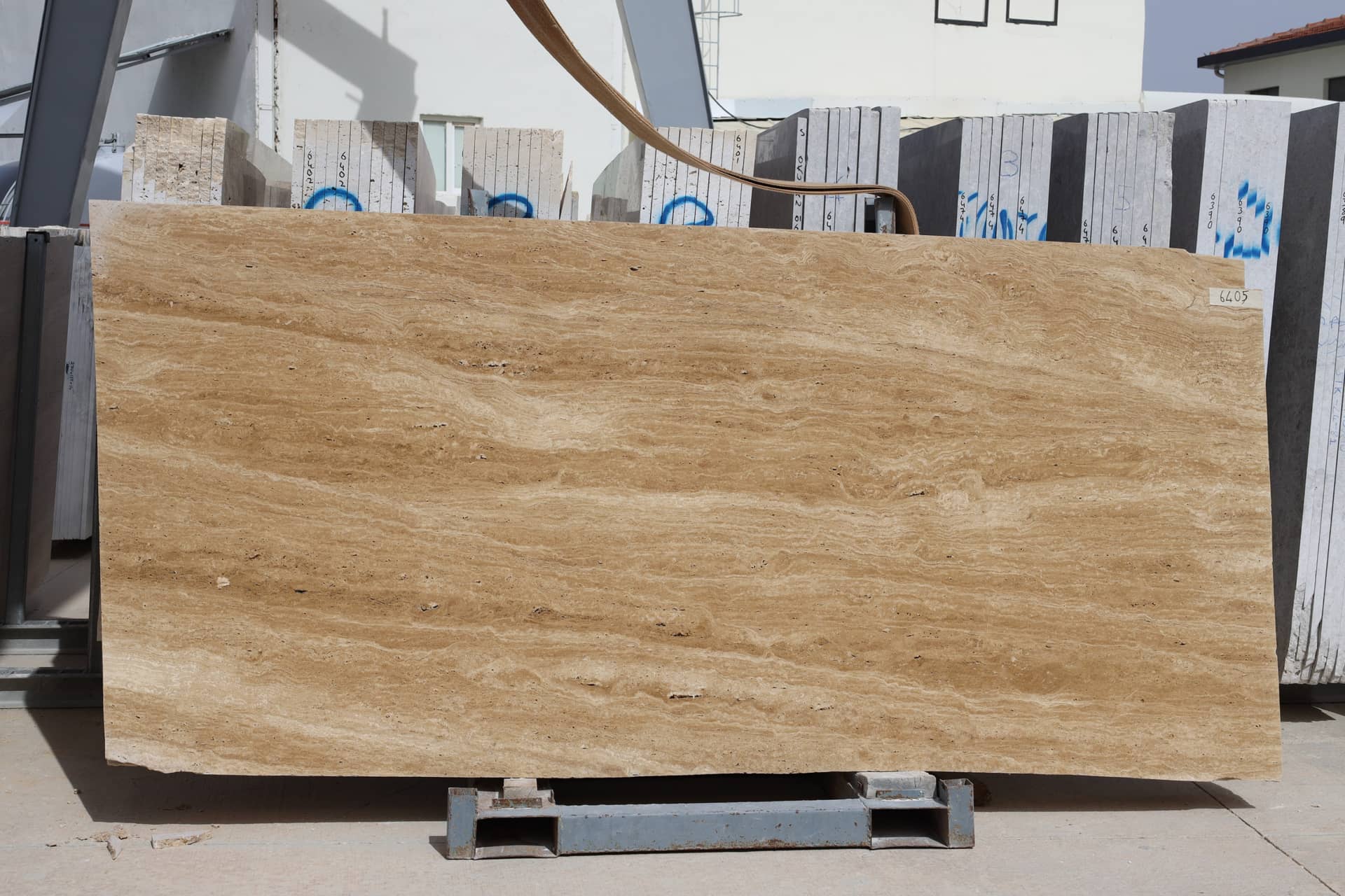 Warm Walnut Vein Cut polished travertine slab